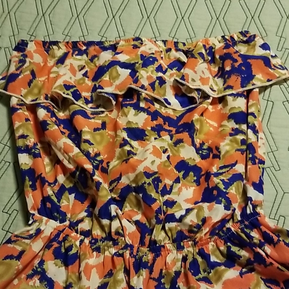 PAPAYA Orange Blue White Printed Romper S - Picture 2 of 3